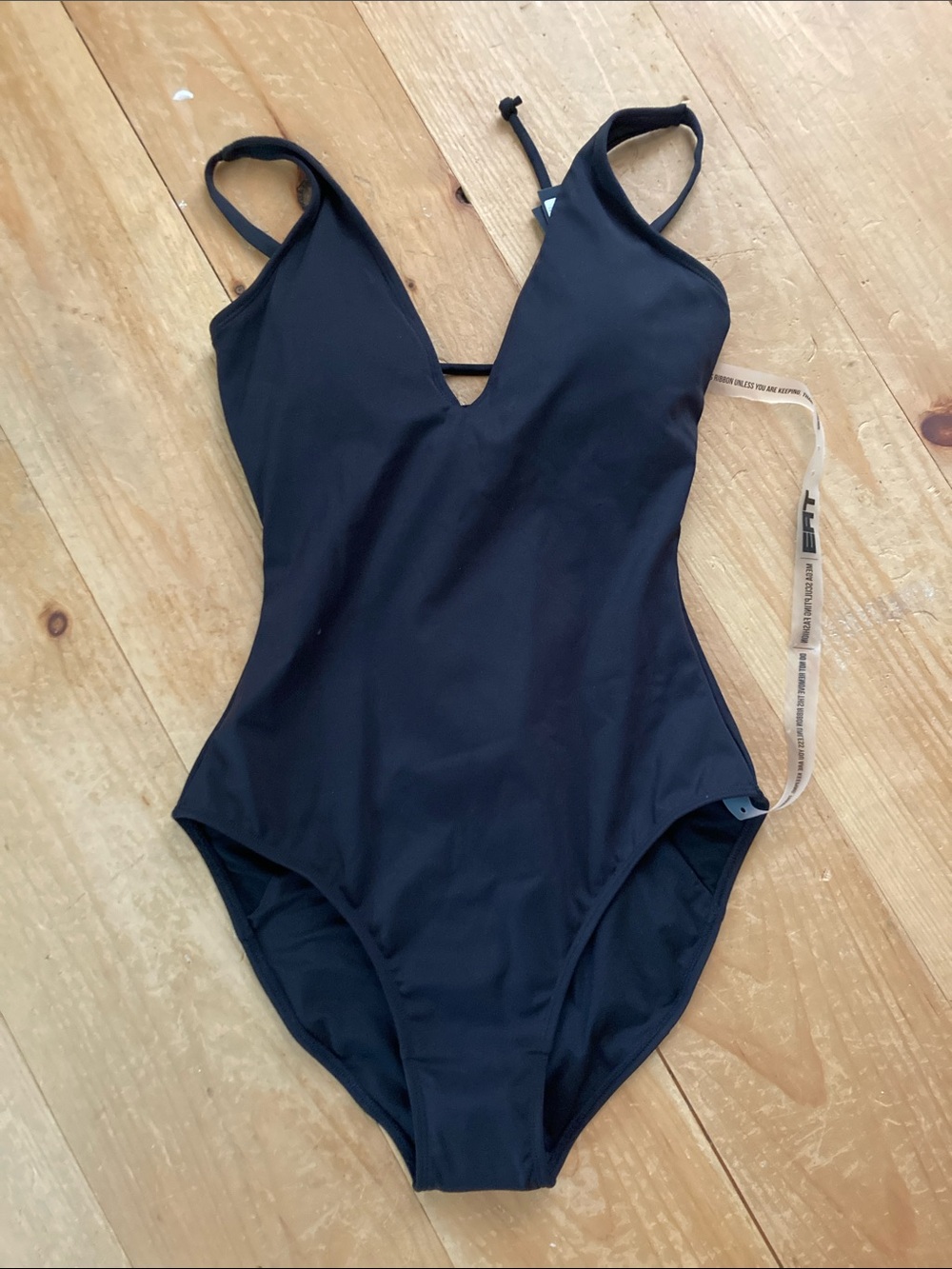 TA3 Plungey black one piece swimsuit